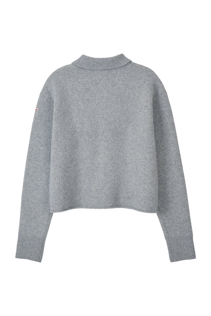 ARGYLE JACQUARD CROP KNIT GRAY