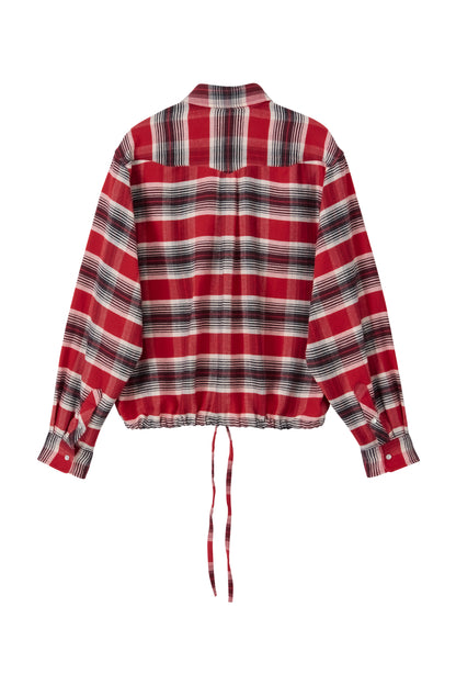 CROPPED WESTERN CHECK SHIRT RED