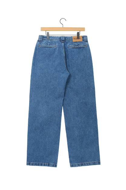 WASHED LOOSE FIT DENIM PANTS MID BLUE