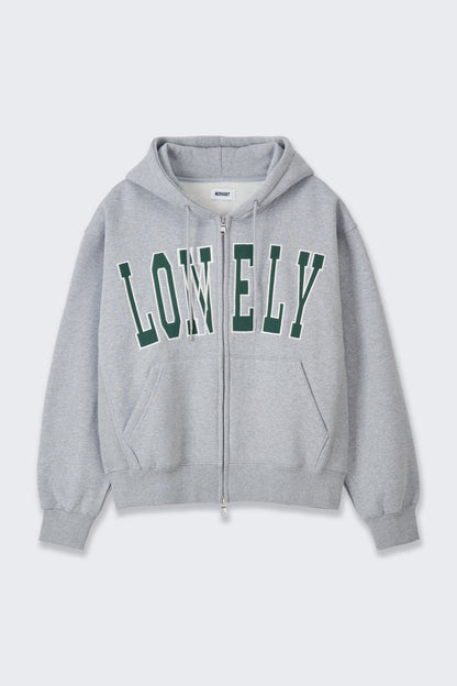 LONELY/LOVELY FLUFF HOODIE ZIP-UP GRAY