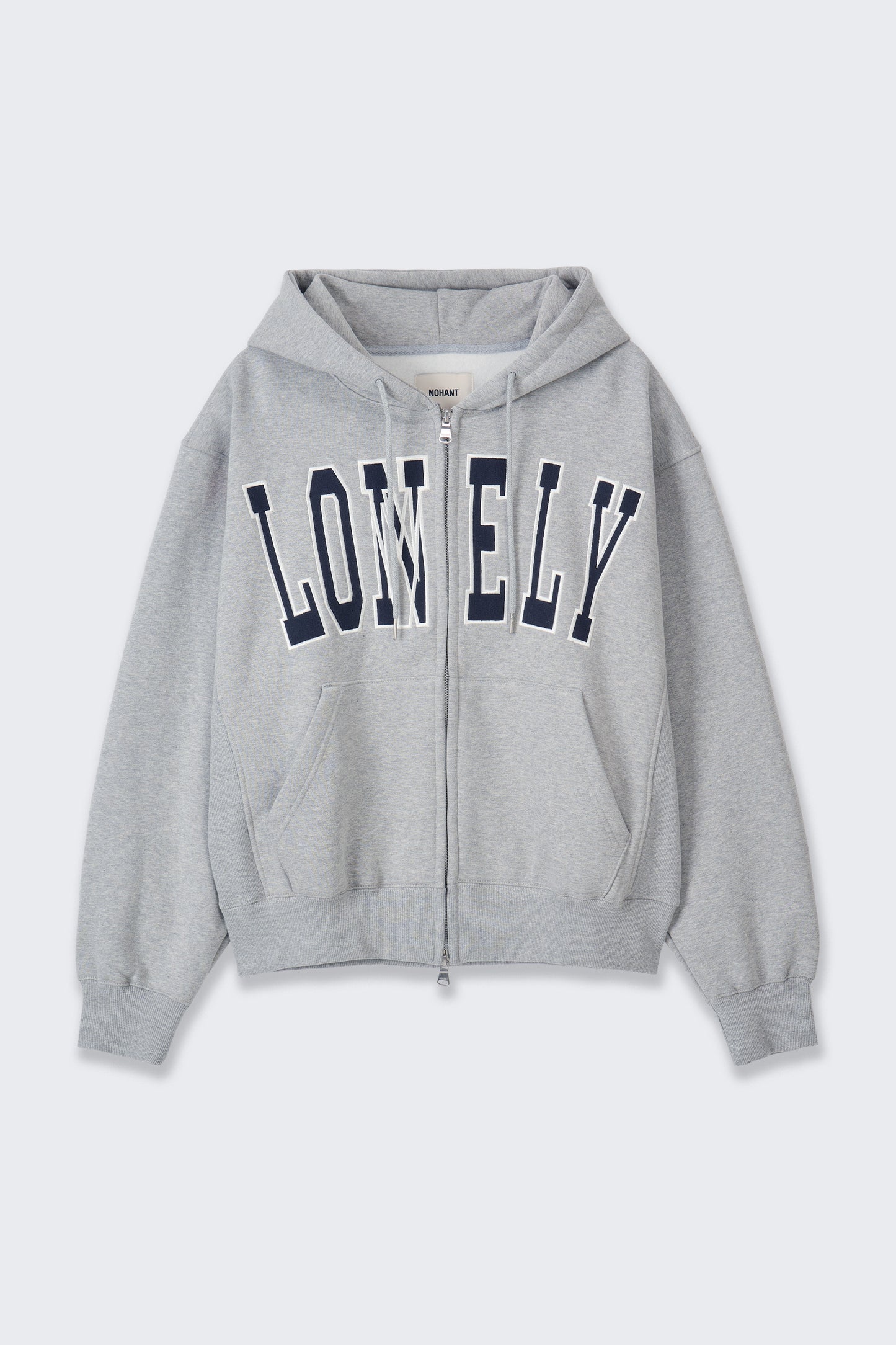 LONELY/LOVELY FLUFF HOODIE ZIP-UP GRAY NAVY