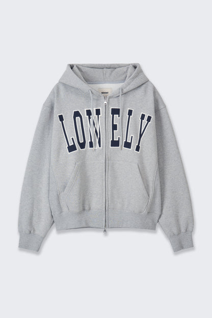 LONELY/LOVELY FLUFF HOODIE ZIP-UP GRAY NAVY
