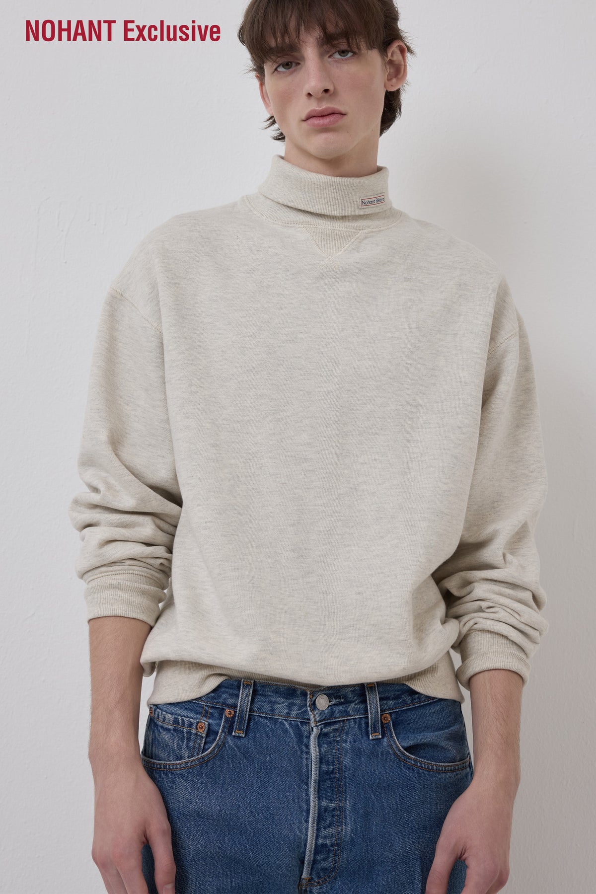 RETRO DAILY TURTLENECK SWEATSHIRT OATMEAL