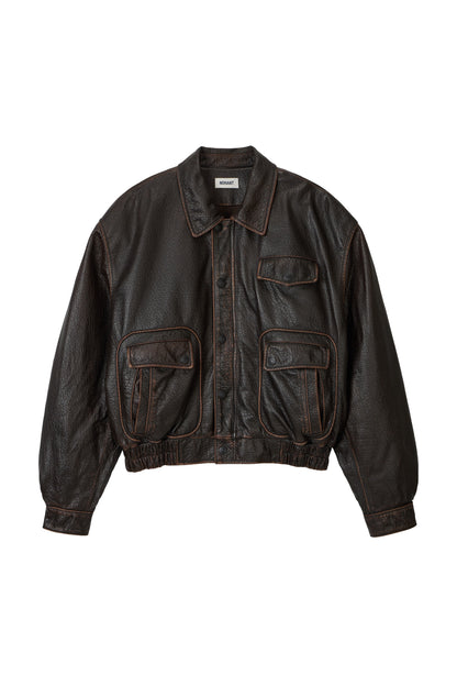 [PREVIEW]WORN LEATHER JACKET BROWN