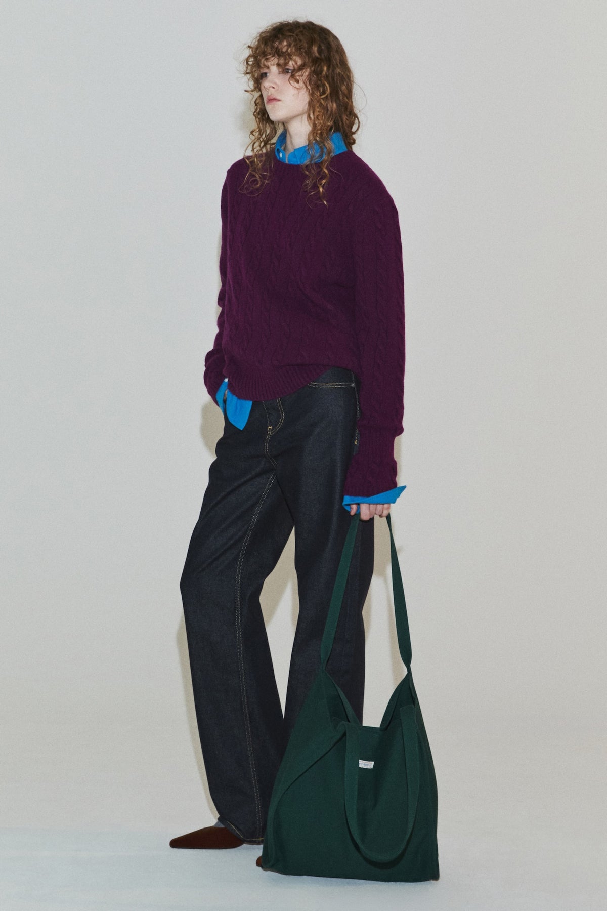 CORSET CUFF CABLE KNIT PURPLE