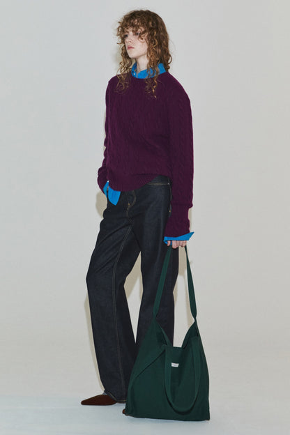 CORSET CUFF CABLE KNIT PURPLE