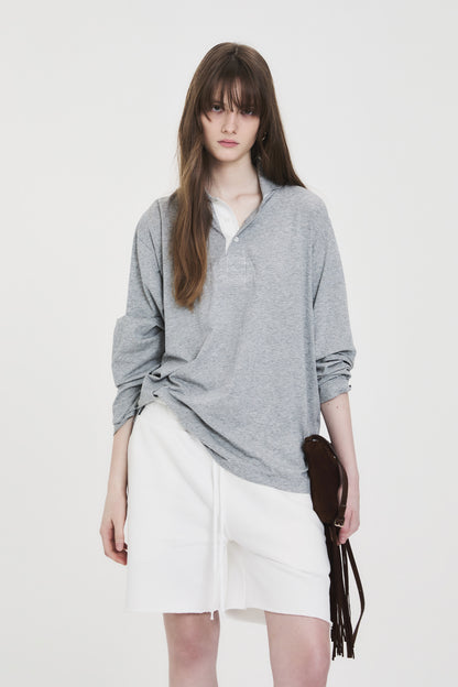 RELAXED LONG-SLEEVE POLO GRAY