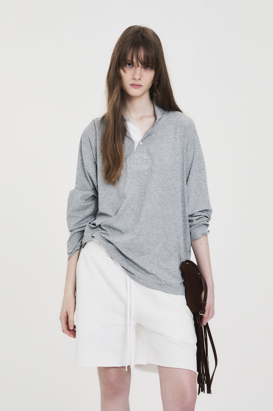 RELAXED LONG-SLEEVE POLO GRAY