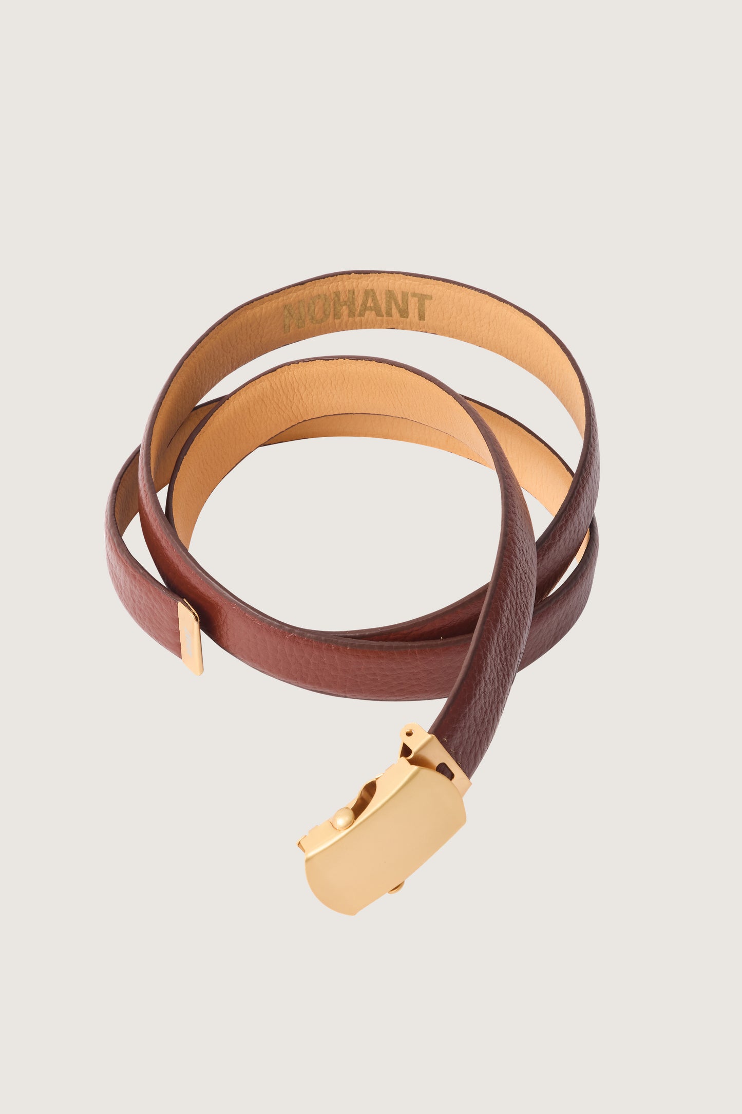 LEATHER CLIP BELT BROWN