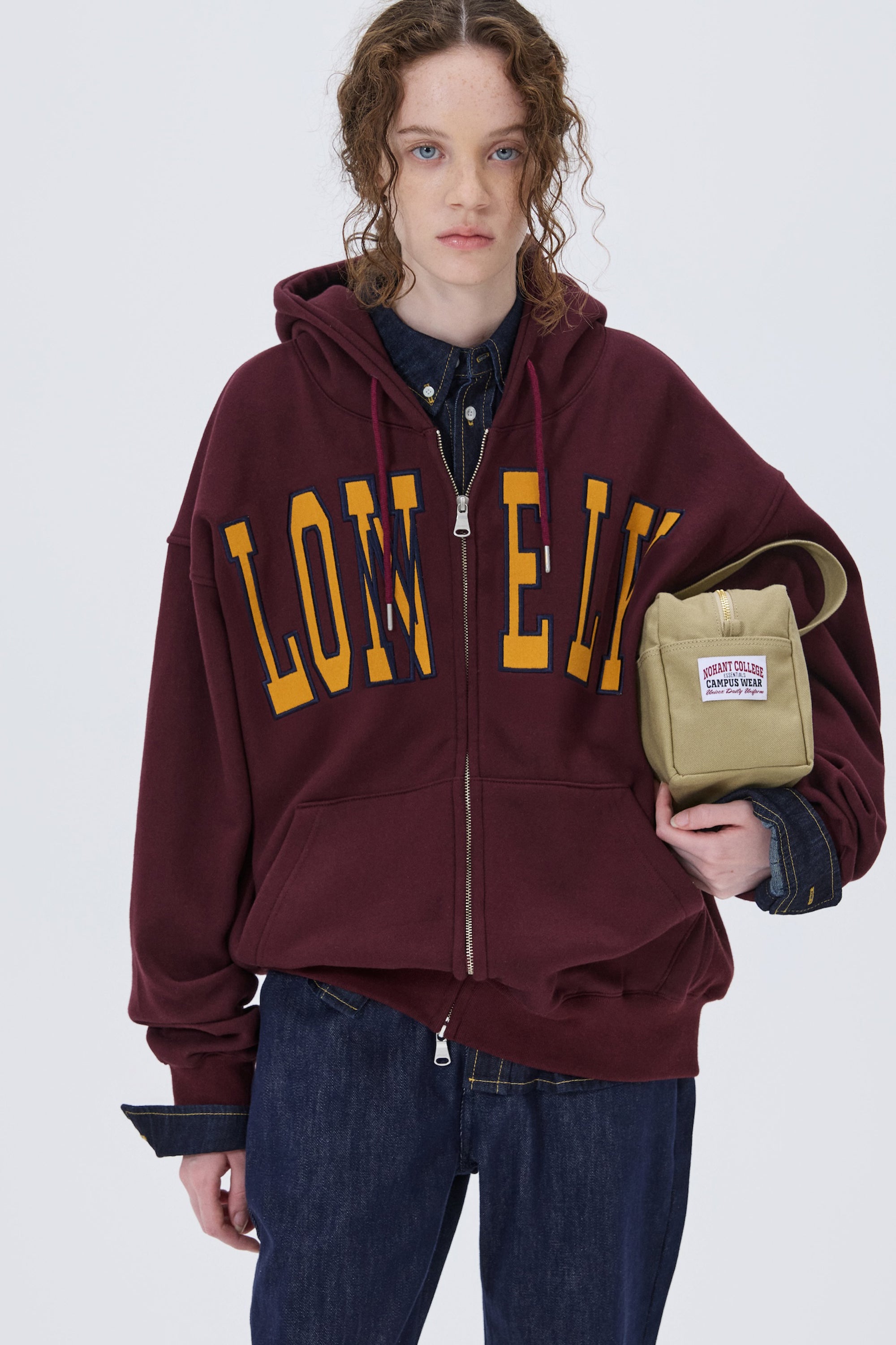 LONELY/LOVELY FLUFF HOODIE ZIP-UP BURGUNDY – NOHANT GLOBAL