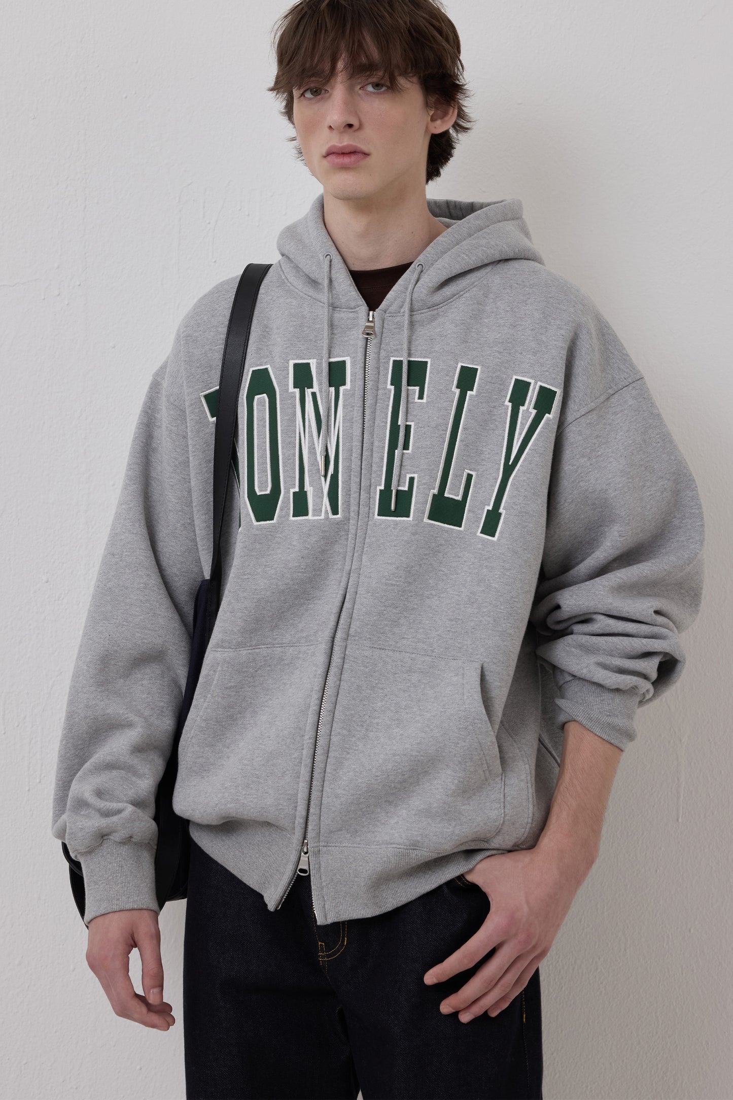 LONELY/LOVELY FLUFF HOODIE ZIP-UP GRAY