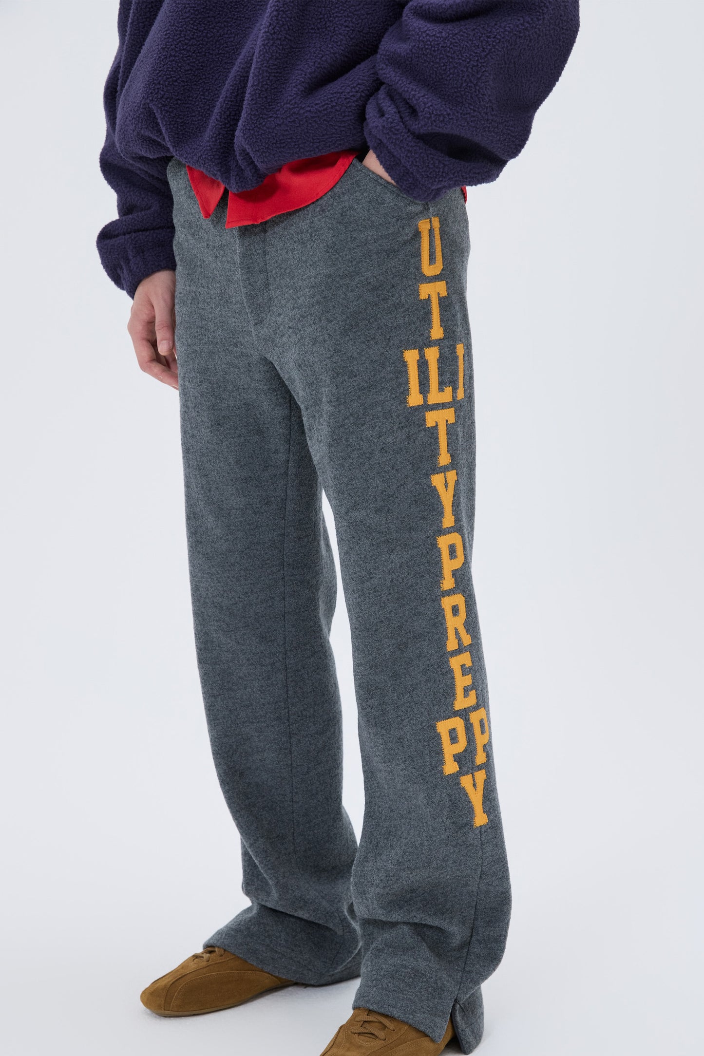 UTILITY PREPPY FLARE WOOL SLACKS GRAY