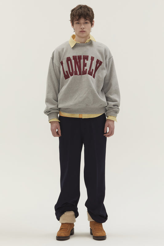 LONELY/LOVELY FLUFF SWEATSHIRT GRAY-BURGUNDY