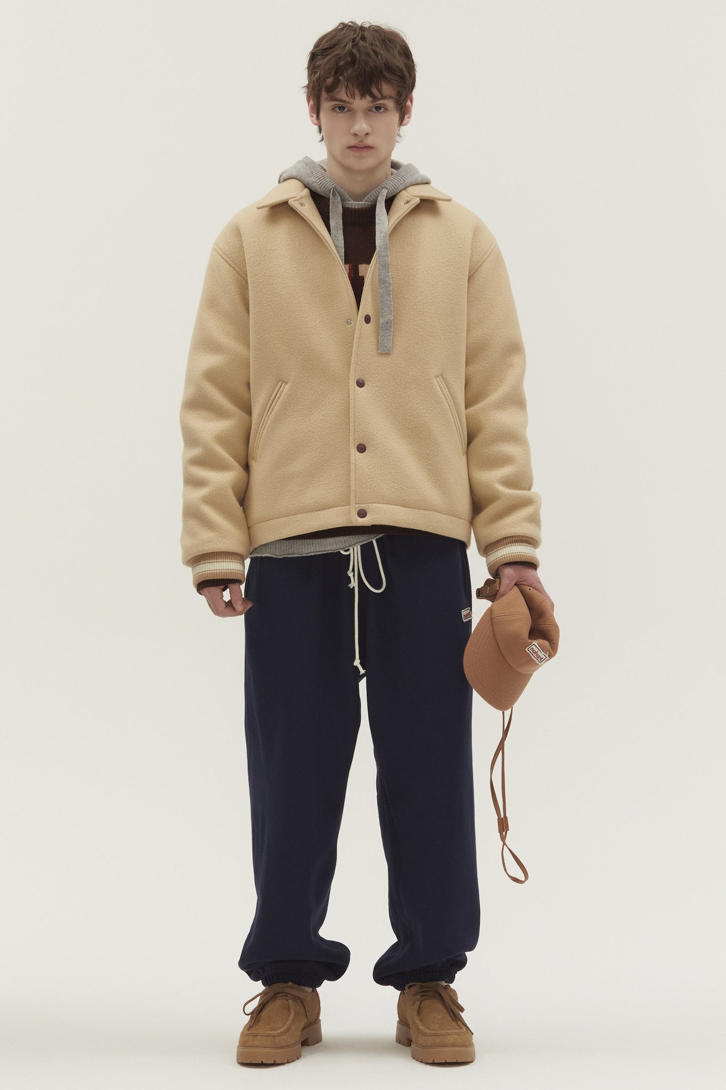 VARSITY MINIMAL WOOL JUMPER BEIGE