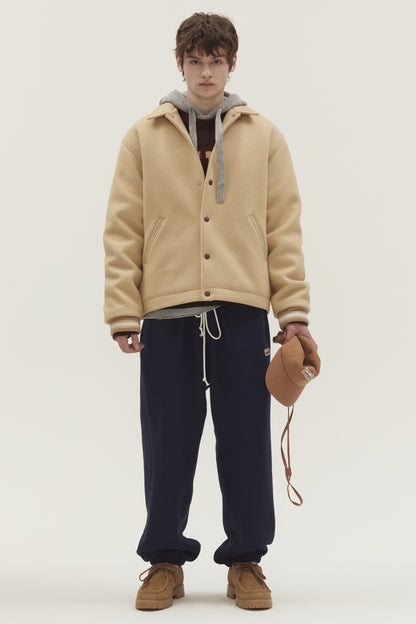 VARSITY MINIMAL WOOL JUMPER BEIGE
