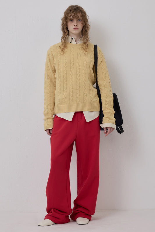 CORSET CUFF CABLE KNIT YELLOW