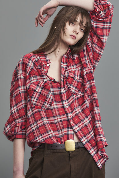 SOFT SHEER CHECK SHIRT RED
