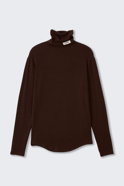 SOFT TURTLENECK T-SHIRT BROWN