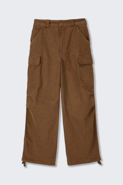 WASHED UTILITY CARGO PANTS BROWN