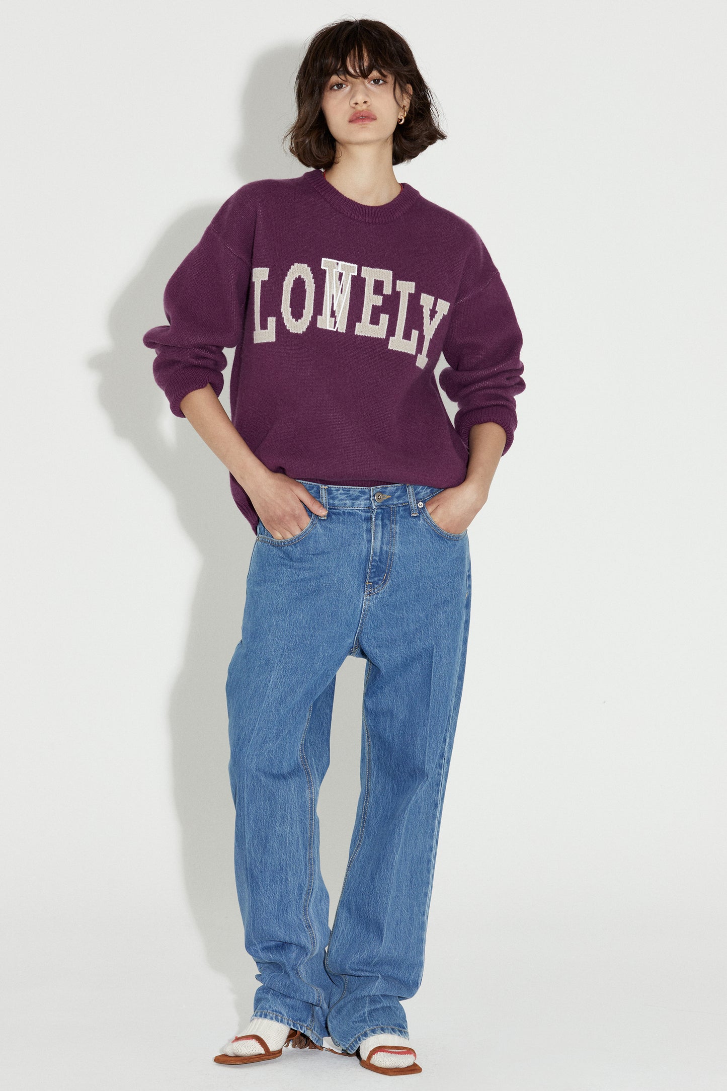 LONELY/LOVELY CASHMERE KNIT SWEATER PURPLE