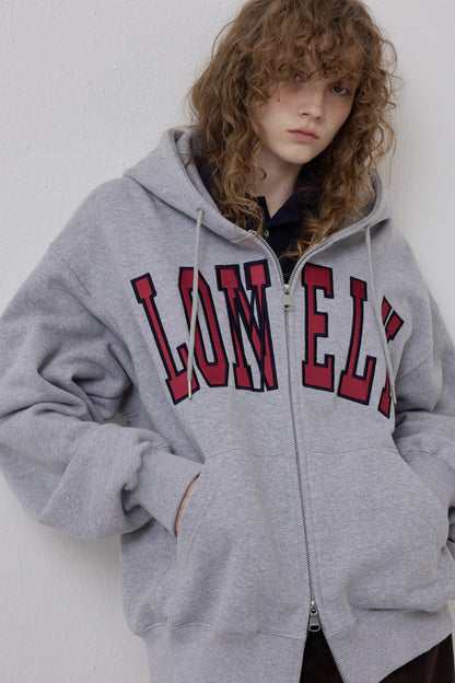 LONELY/LOVELY FLUFF HOODIE ZIP-UP GRAY