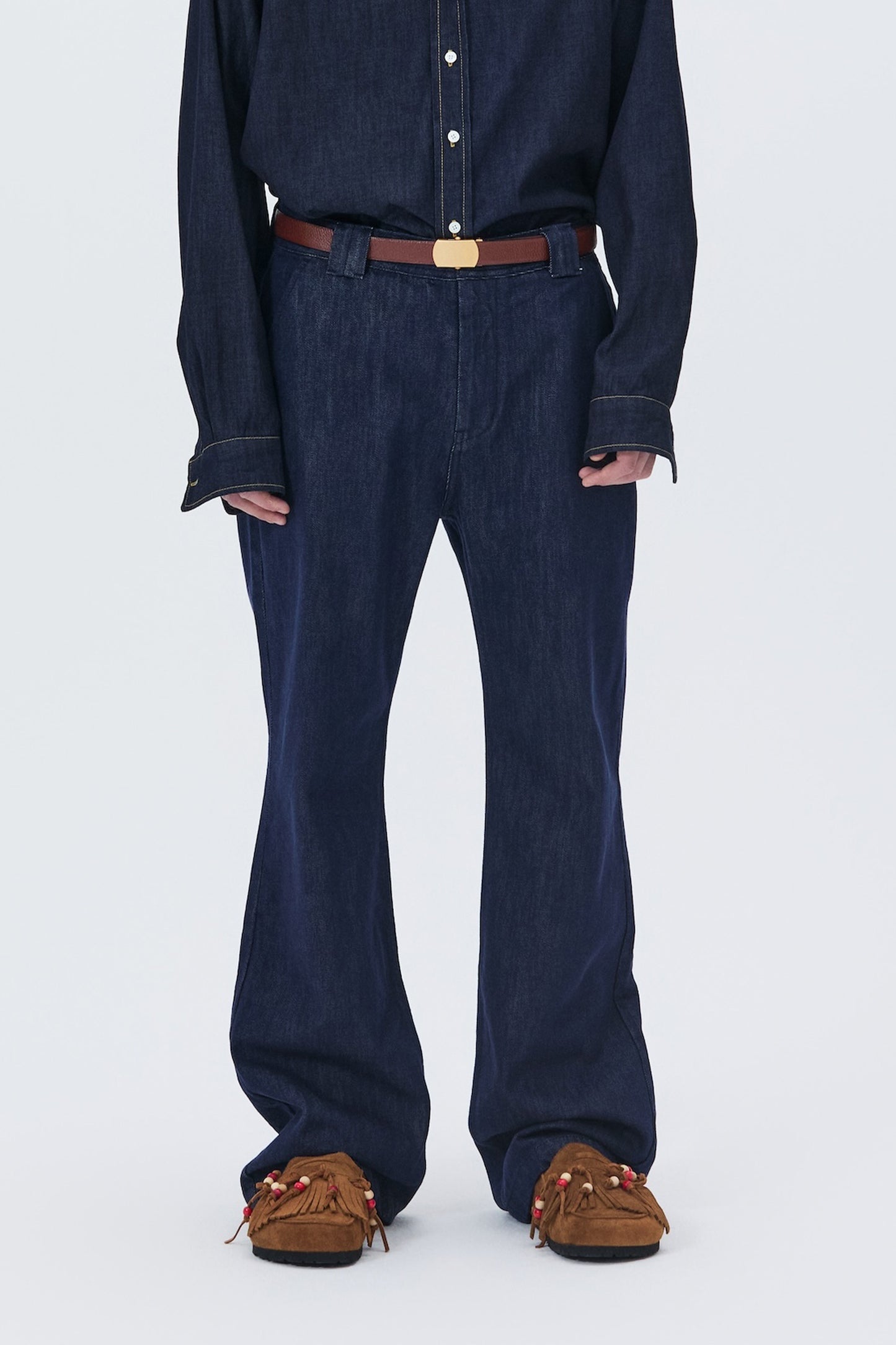 MINIMAL FLARE DENIM PANTS DARK BLUE