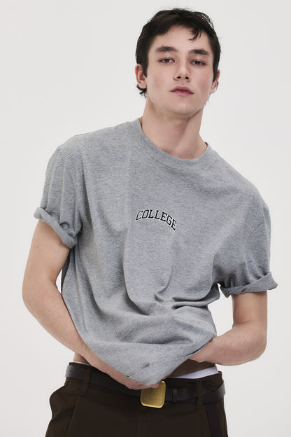 COLLEGE LOGO T-SHIRT GRAY