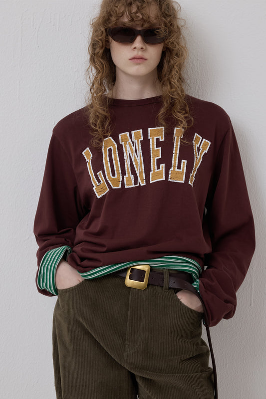 LONELY/LOVELY REVERSIBLE LONG SLEEVE T-SHIRT BURGUNDY