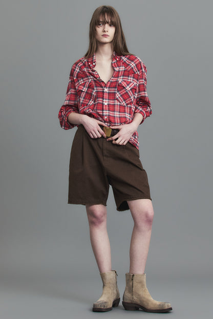 FRINGED CHINO SHORTS BROWN