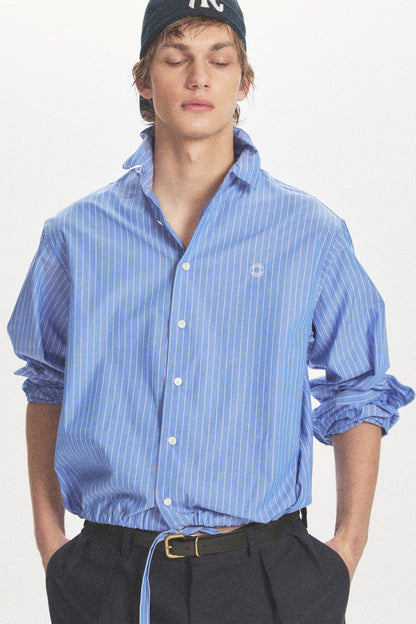 WIRE CROPPED STRIPE SHIRT BLUE