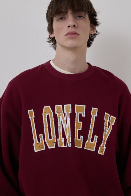 LONELY/LOVELY CRACK SWEATSHIRT BURGUNDY