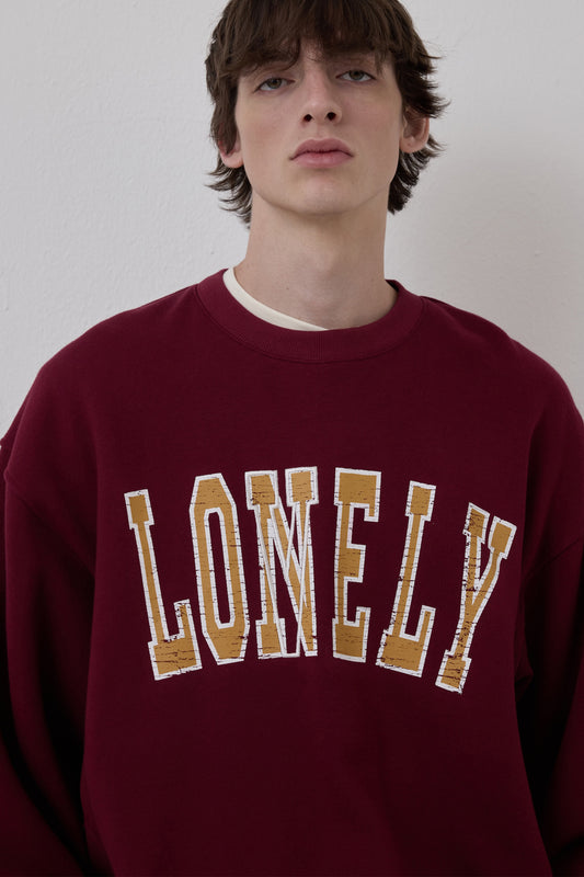 LONELY/LOVELY CRACK SWEATSHIRT BURGUNDY