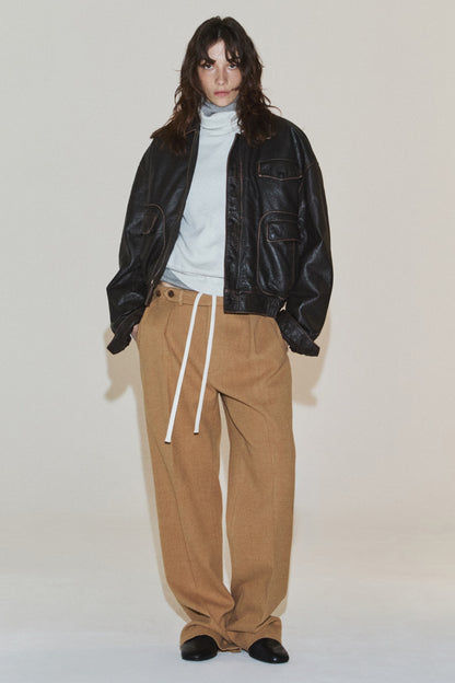 EASY PLEAT WOOL TROUSERS BEIGE