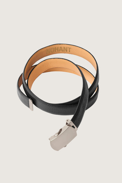 LEATHER CLIP BELT BLACK