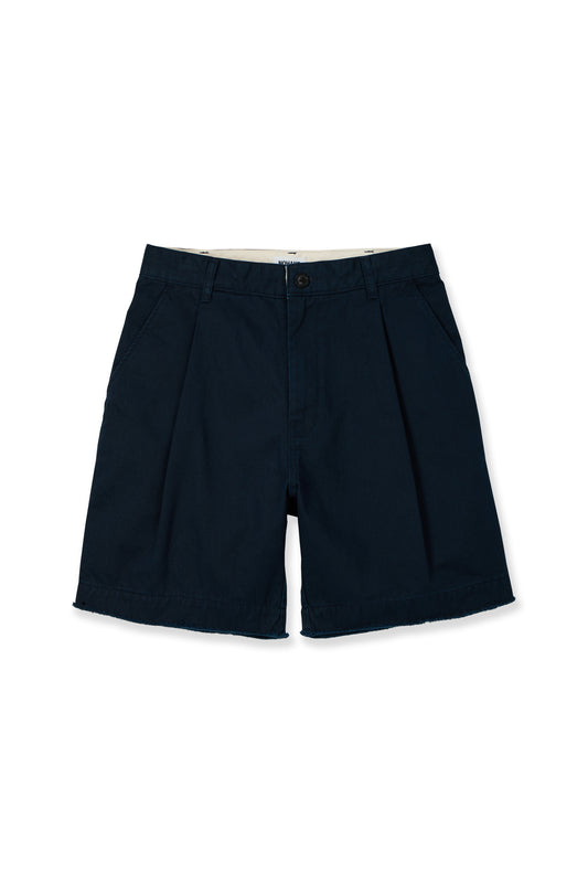 FRINGED CHINO SHORTS NAVY
