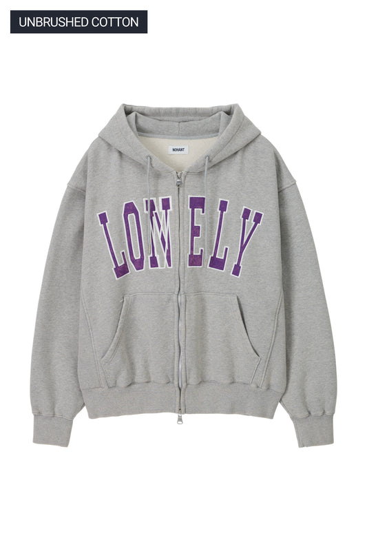 LONELY/LOVELY WASHED HOODIE ZIP-UP GRAY