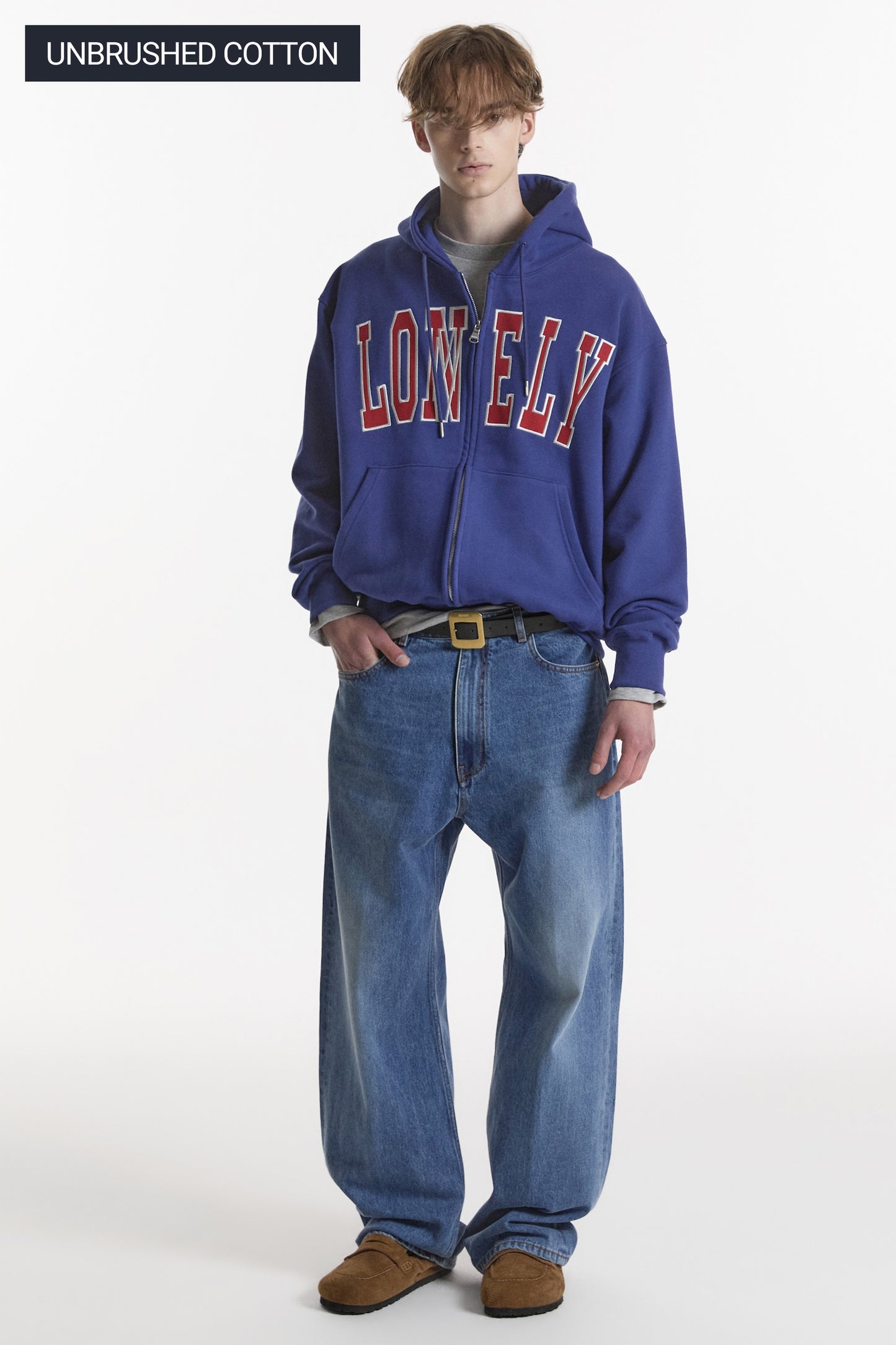 LONELY/LOVELY HOODIE ZIP-UP BLUE