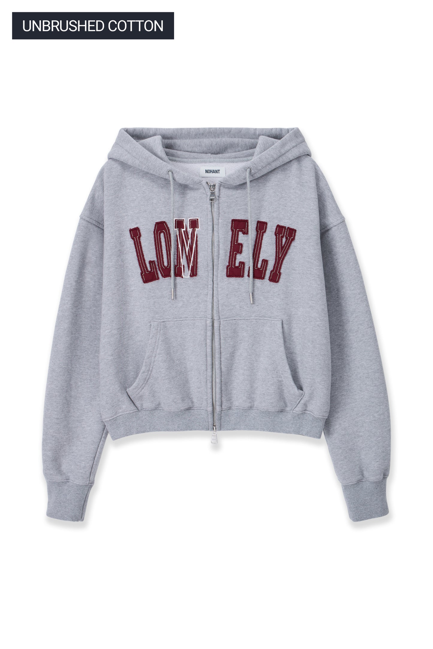 LONELY/LOVELY CROP HOODIE ZIP-UP GRAY