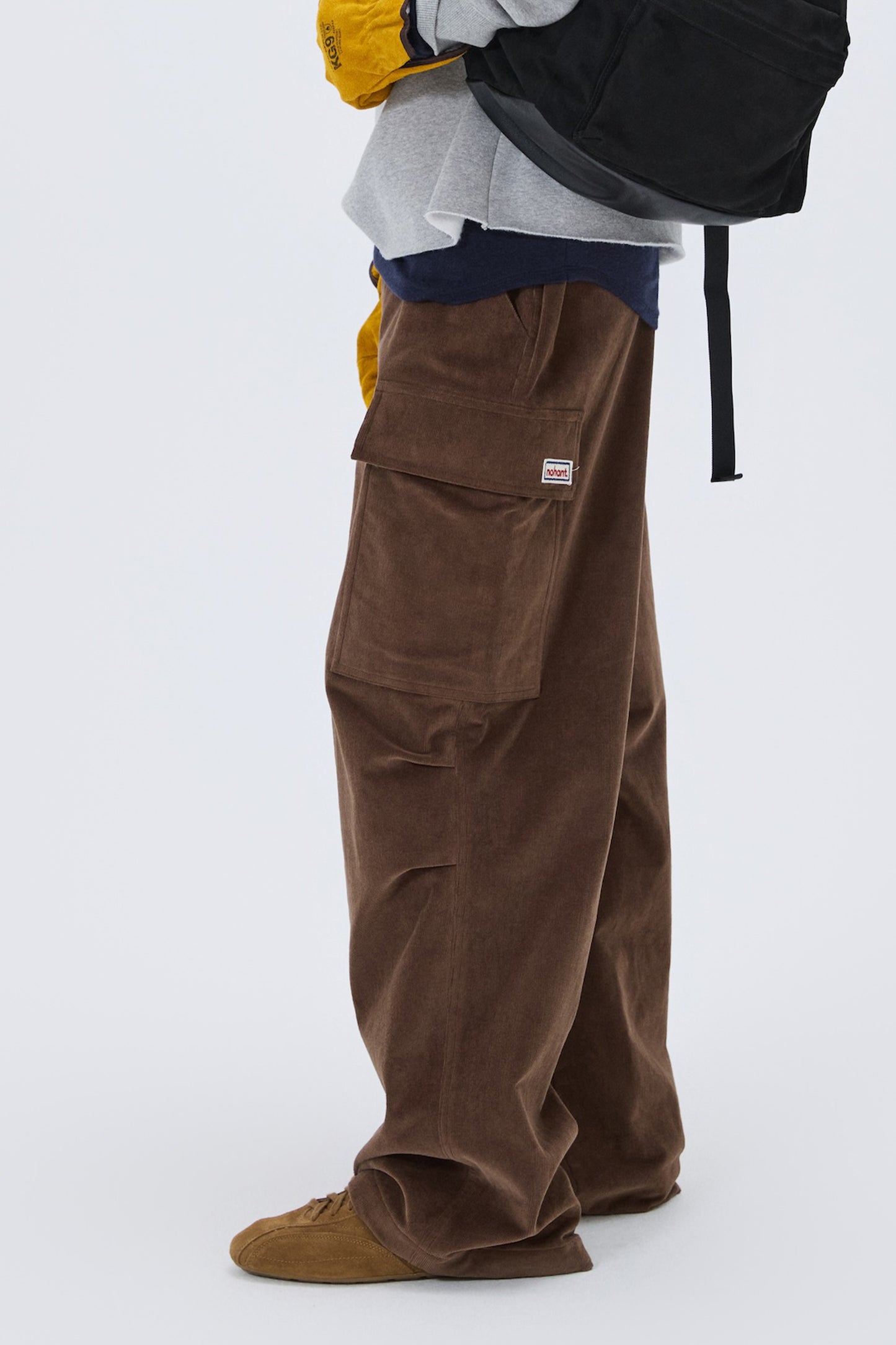 CORDUROY UTILITY CARGO PANTS BROWN