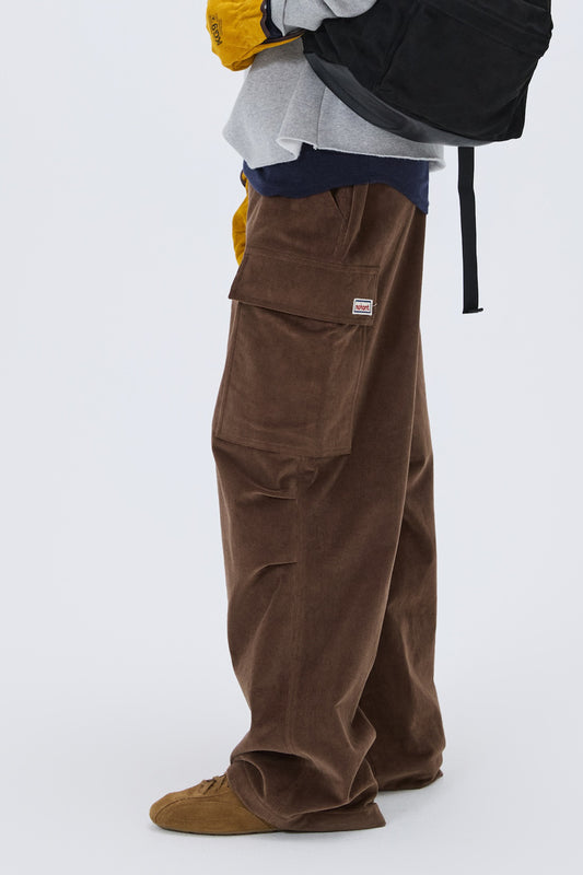 CORDUROY UTILITY CARGO PANTS BROWN
