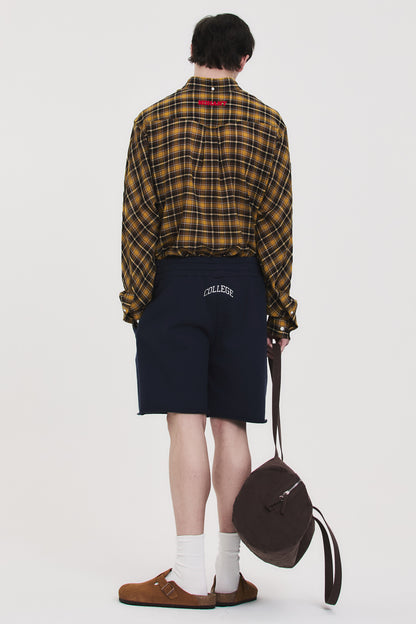 COLLEGE LOGO SWEAT SHORTS NAVY