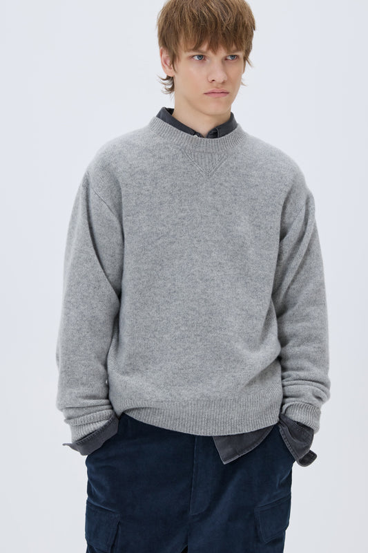 ESSENTIAL CASHMERE KNIT SWEATER GRAY