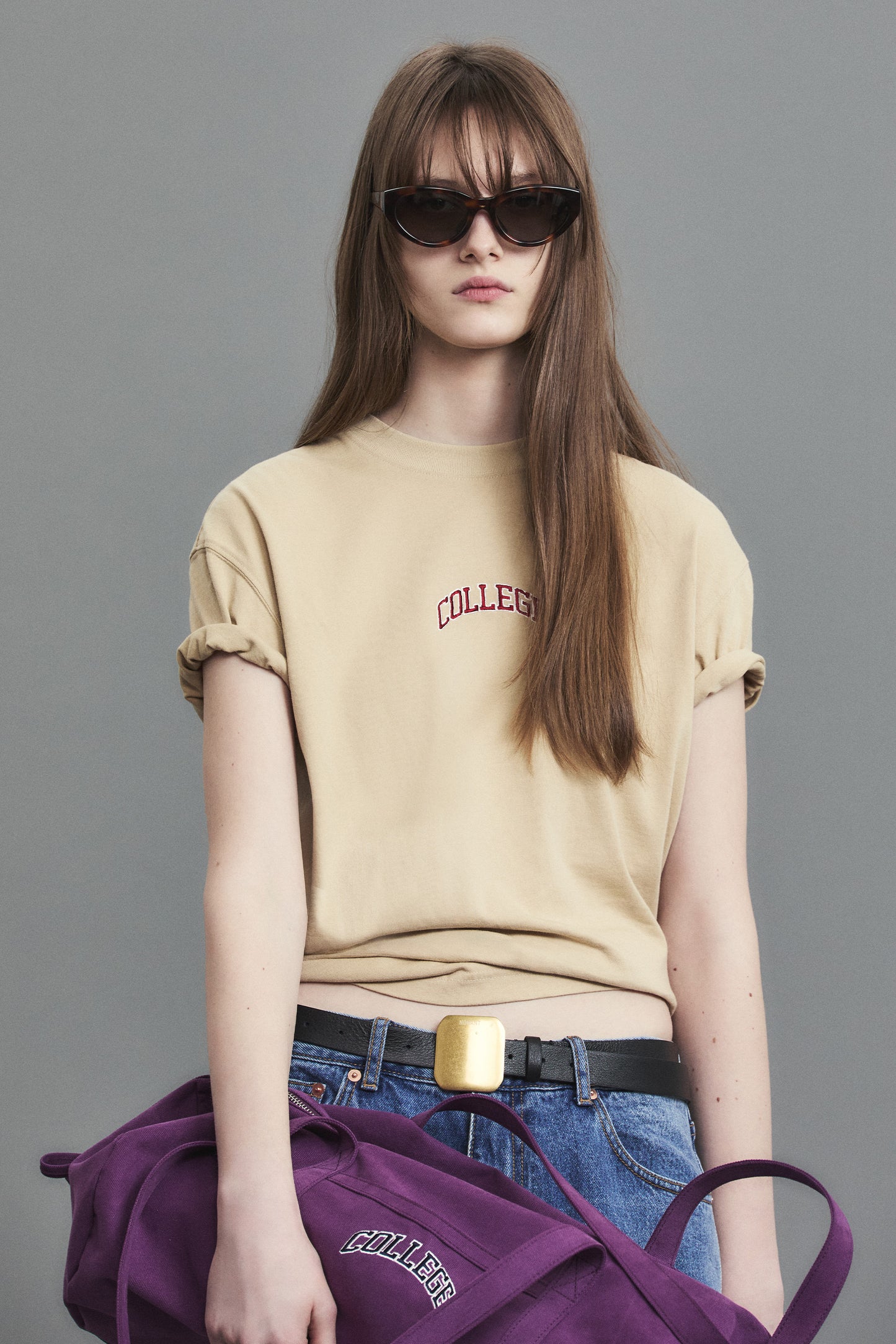 COLLEGE LOGO T-SHIRT BEIGE