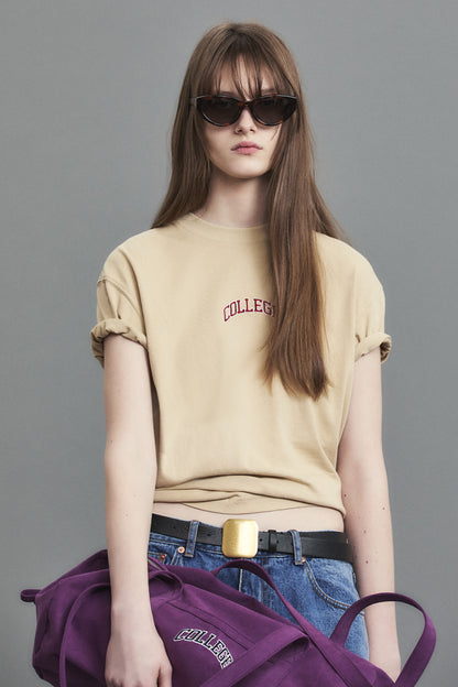 COLLEGE LOGO T-SHIRT BEIGE