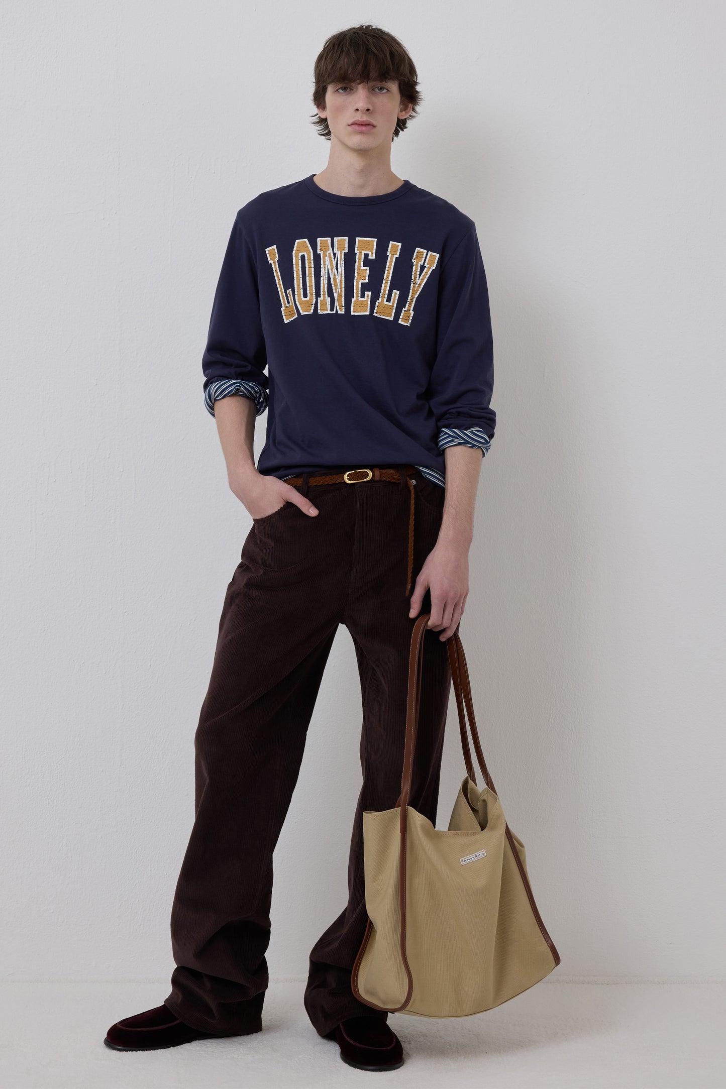 LONELY/LOVELY REVERSIBLE LONG SLEEVE T-SHIRT NAVY