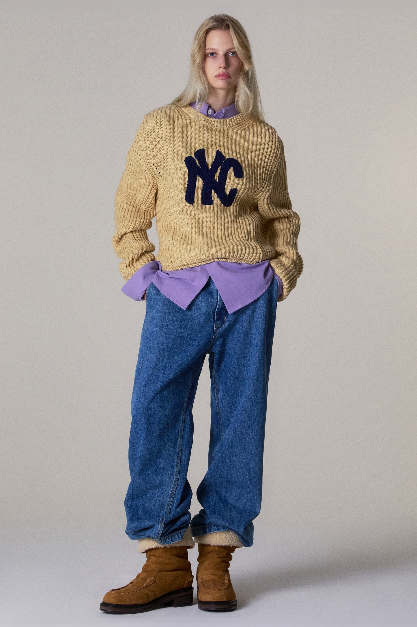 NYC RIBBED CROP KNIT MUSTARD