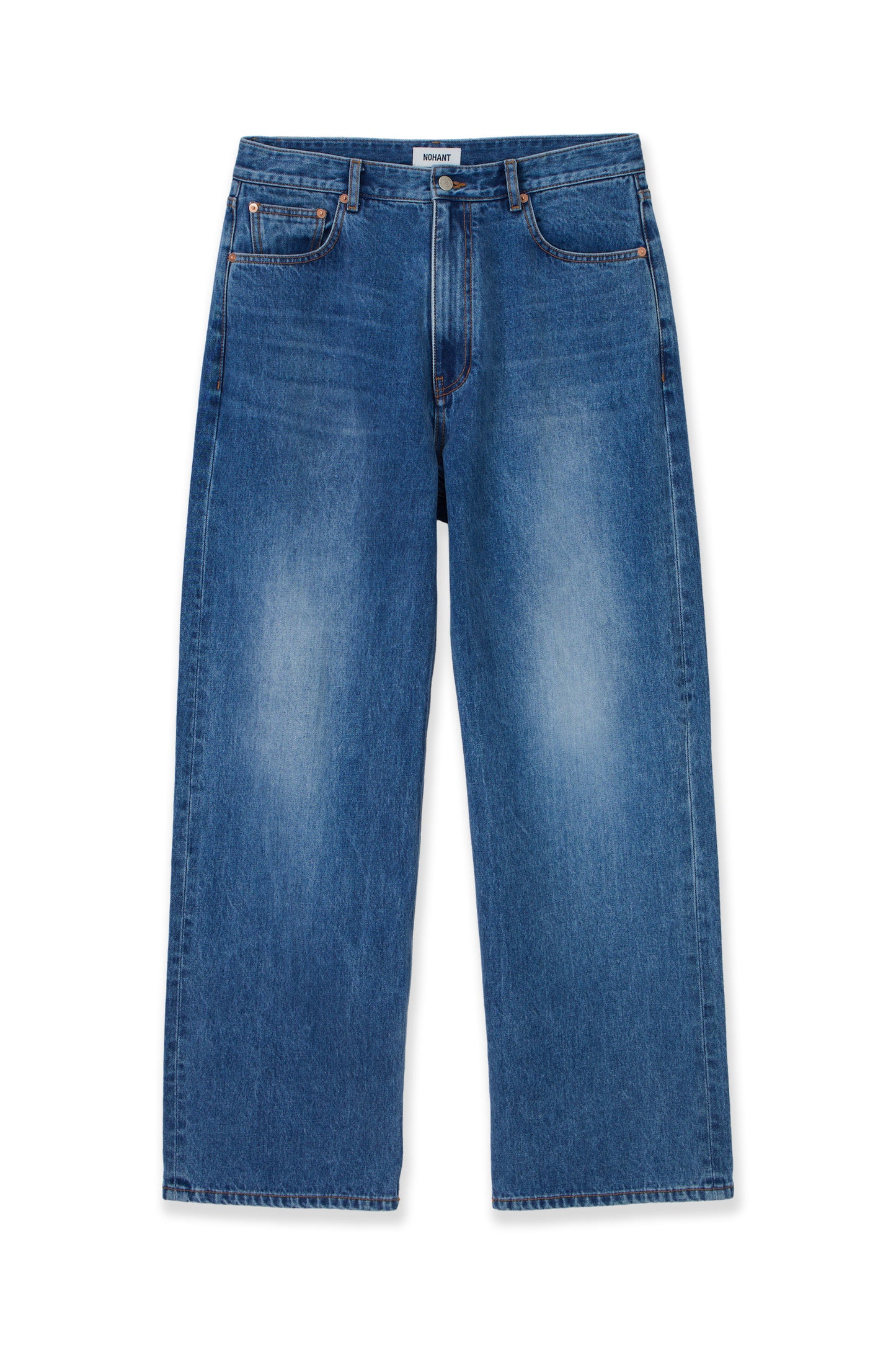 WASHED STRAIGHT DENIM PANTS MID BLUE(MEN'S)