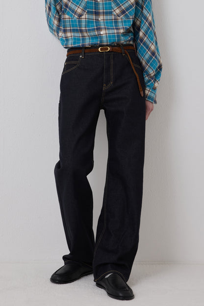 EASY UNIFORM DENIM PANTS DARK BLUE(MEN'S)