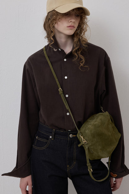 SUEDE PICNIC BAG KHAKI(COMING SOON)