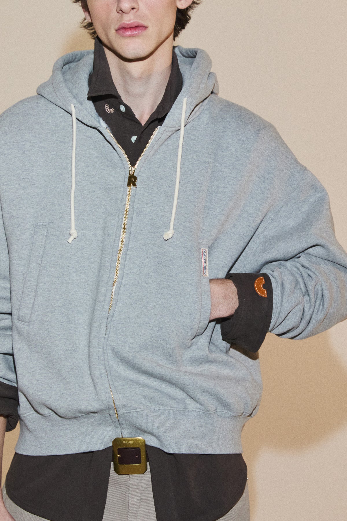 RETRO DAILY HOODIE ZIP-UP GRAY